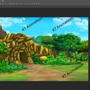 Golden Cave Cartoon Background [ PSD File ]