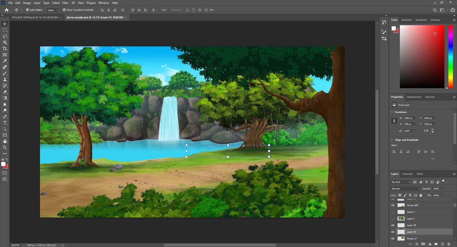 Jungle Jharna Cartoon Background ( PSD File )