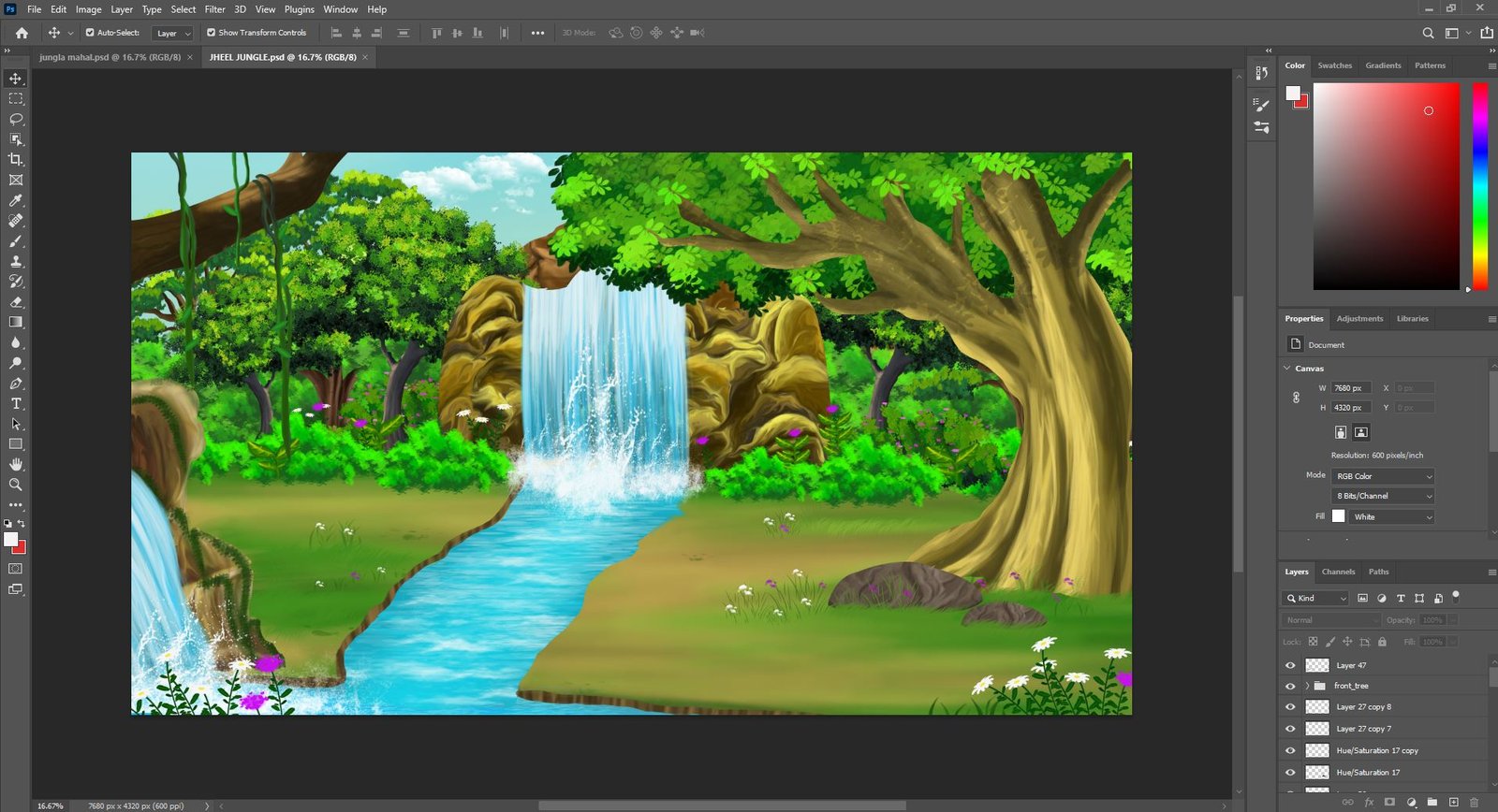 Jheel Jungle Cartoon Background (PSD File )