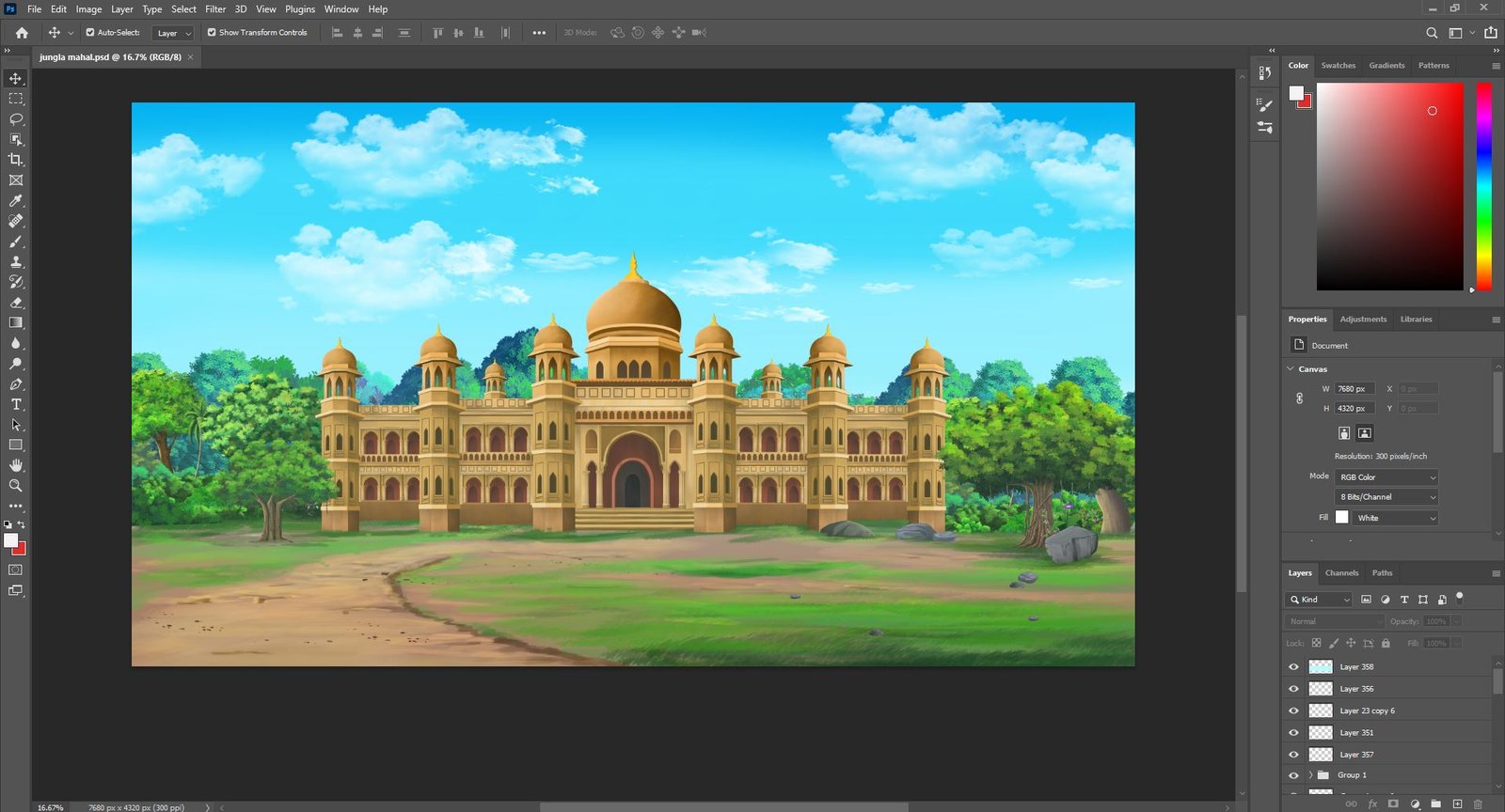 Jungle Mahal Cartoon Background ( PSD File )
