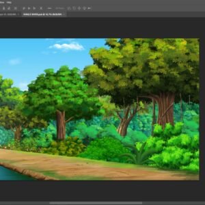 Jungle River Cartoon Background ( PSD File )